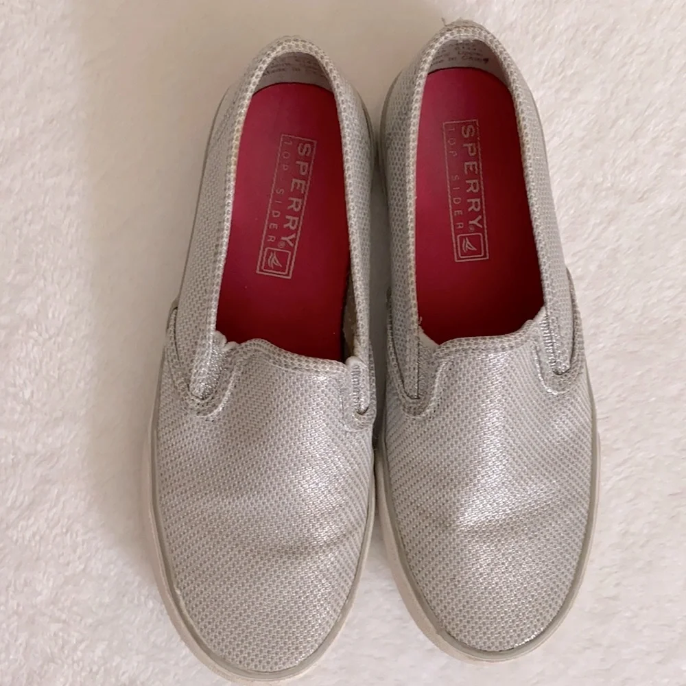 Sperry | Top-Sider Seaside Slip On Mesh Sneaker YG54592 Silver Metallic (1.5) - Picture 4 of 16